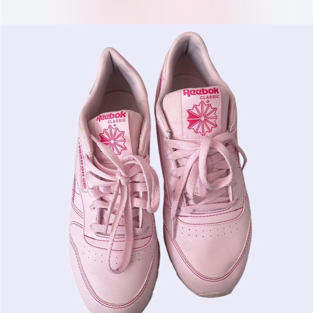 Reebok Pink Classic Sneakers with Monochromatic Design